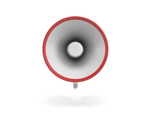 3d rendering of a single red and white megaphone isolated on white background. Stock Illustration