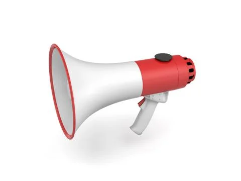 3d rendering of a single red and white megaphone isolated on white background. Stock Illustration