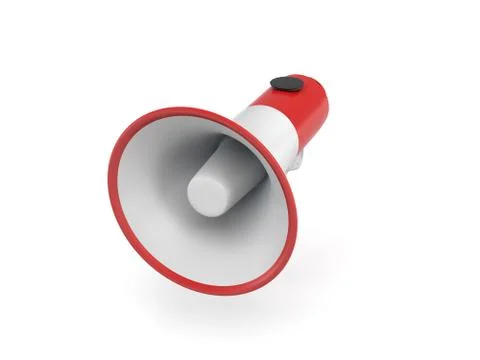 3d rendering of a single red and white megaphone isolated on white background. Stock Illustration