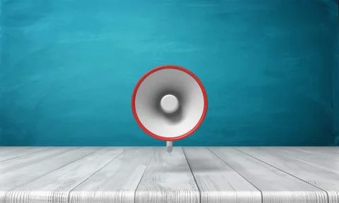 3d rendering of a single red and white megaphone hanging vertically above a 스톡 일러스트