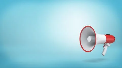3d rendering of a single red and white electric megaphone with a handle stands イラスト素材