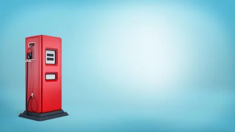 3d rendering of a single red oil pump with a black base and an attached handle Stock Illustration