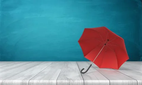 3d rendering of a single red open umbrella lying on its side with an open canopy Stock Illustration