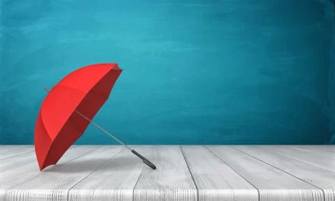 3d rendering of a single red open umbrella lying on its side with an open canopy Stock Illustration