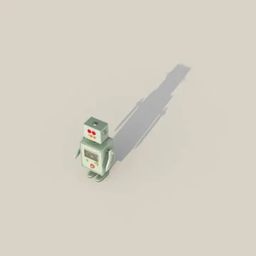 3D Rendering, Single robot casting shadow Illustrazione stock