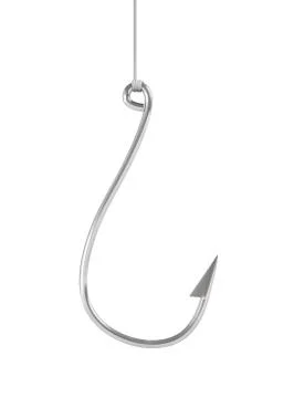 3d rendering of a single silver fishing hook isolated on white background Stock Illustration