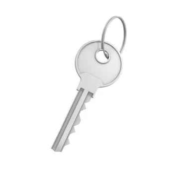 3d rendering of a single silver key for a pin tumbler lock isolated on white 스톡 일러스트