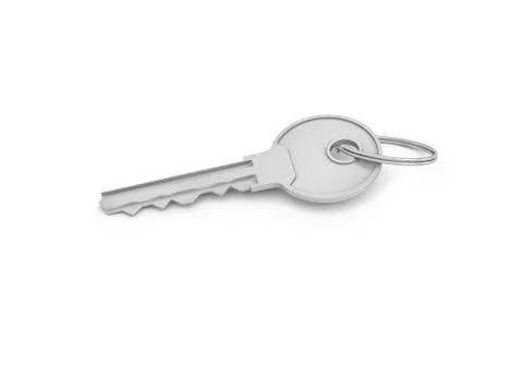 3d rendering of a single silver key for a pin tumbler lock isolated on white Illustration