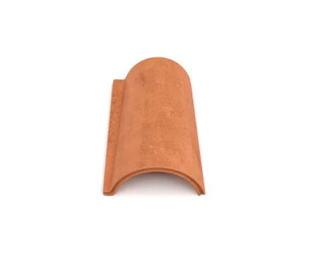 3d rendering of a single terracotta barrel roof tile lying in front view Stock Illustration