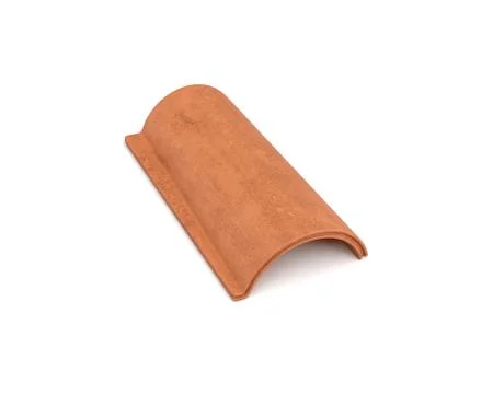 3d rendering of a single terracotta barrel roof tile lying in front view Stock Illustration