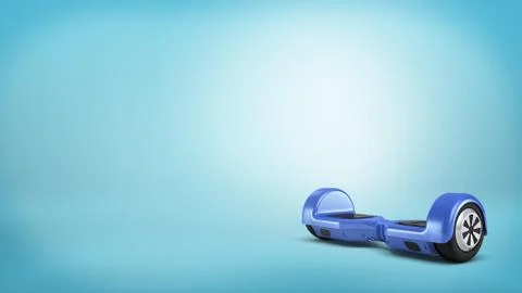3d rendering of a single urban violet self-balancing board stands on a blue Stock Illustration