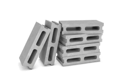 3d rendering of six cinder blocks isolated on the white background Stock Illustration