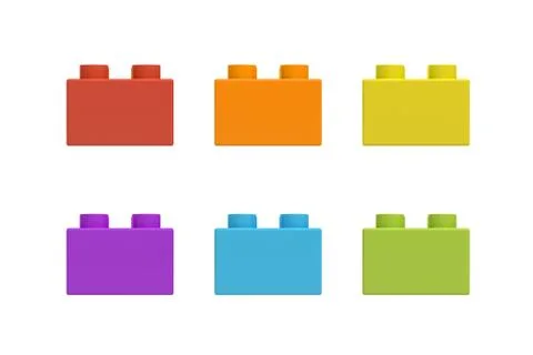 3d rendering of six multicolored toy blocks isolated on white background Stock Illustration