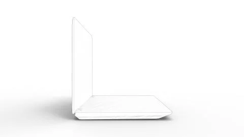3d rendering sketch of a laptop computer isolated in white background Stock Illustration