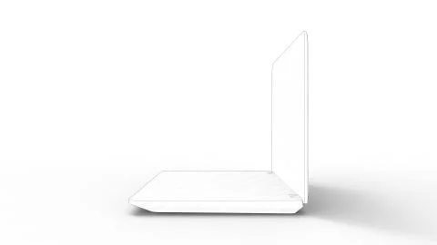 3d rendering sketch of a laptop computer isolated in white background Stock Illustration