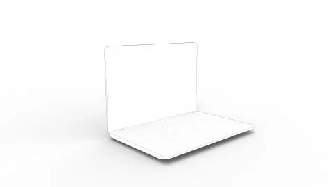 3d rendering sketch of a laptop computer isolated in white background Stock Illustration