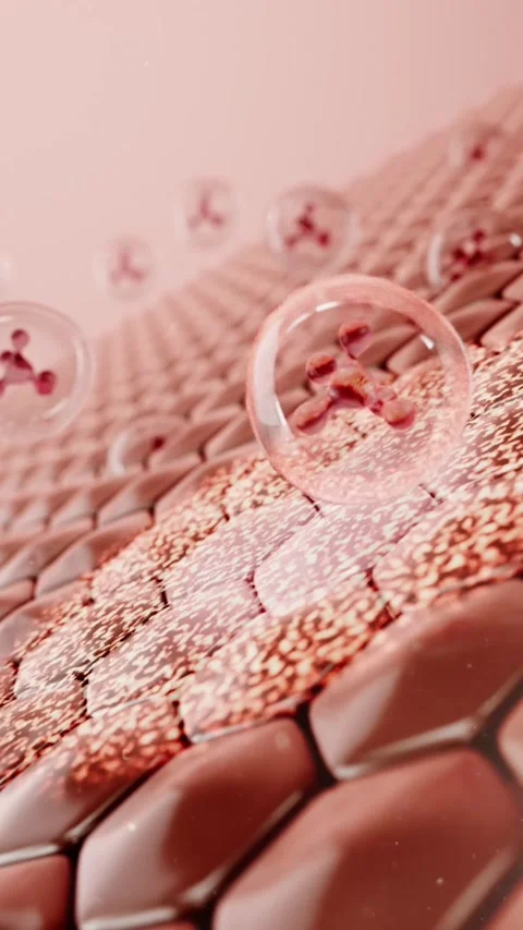 3D rendering of skincare ad: essence penetrates deep 库存影片 345200166