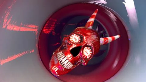 3D rendering of skull of candies. Halloween background illustration. Stock Illustration
