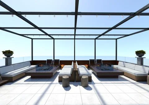 3D Rendering Skyline Deck 스톡 일러스트