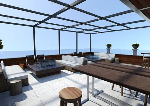 3D Rendering Skyline Deck 스톡 일러스트