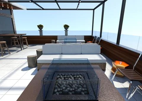 3D Rendering Skyline Deck 스톡 일러스트