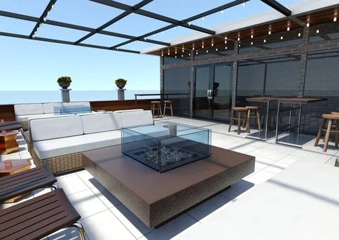 3D Rendering Skyline Deck 스톡 일러스트