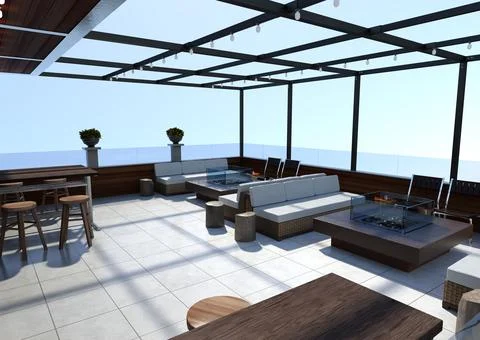 3D Rendering Skyline Deck 스톡 일러스트