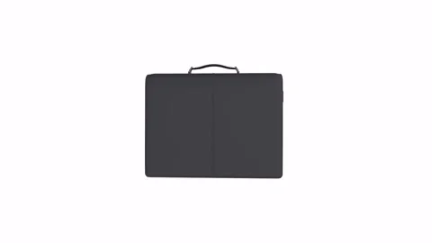 3D rendering of a sleek black briefcase on a minimalist desk Stock Footage 285671143