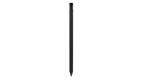 3D rendering of a sleek black pencil standing vertically on a surface Stock Footage 285924703