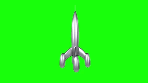 3D rendering of a sleek rocket design on a green background Stock-Footage 287882247