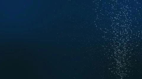 3D rendering of small air bubbles rising up in blue water from the right edge of Illustrazione stock