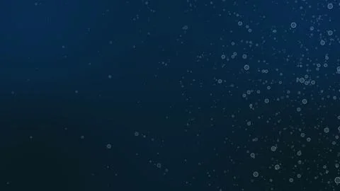 3D rendering of small air bubbles rising up in blue water from the right edge of Stock Illustration