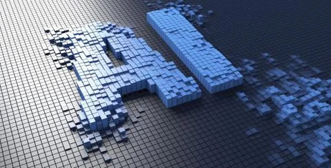 3d rendering of small blue boxes forming the AI letters Artificial intelligence Stockillustratie