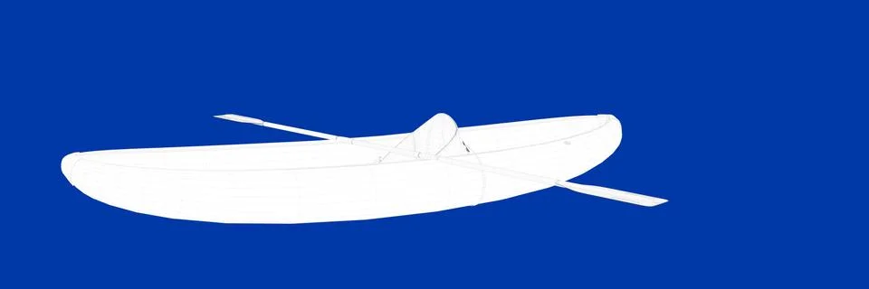3d rendering of a small boat on a blue background blueprint Illustrazione stock