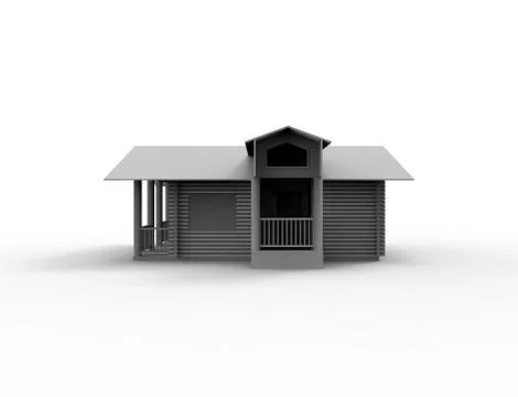 3d rendering of a small cabin house isolated in white background Stock Illustration