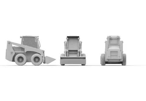 3d rendering of a small excavator isolated in white studio background Illustrazione stock