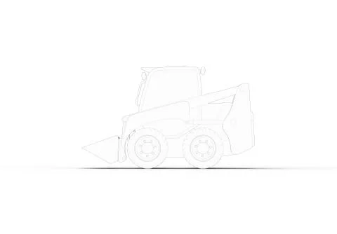 3d rendering of a small excavator isolated in white studio background Illustrazione stock