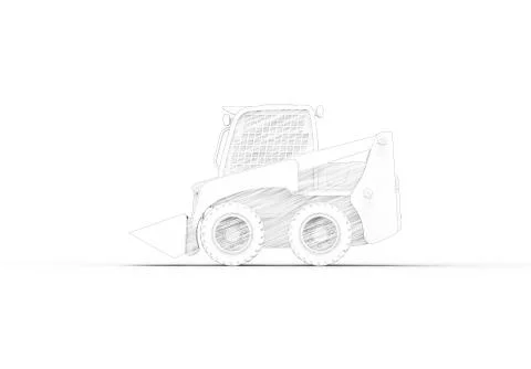 3d rendering of a small excavator isolated in white studio background Illustrazione stock