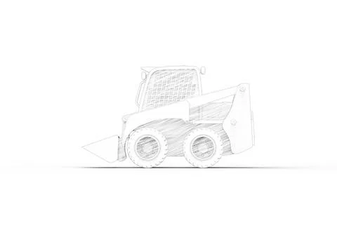 3d rendering of a small excavator isolated in white studio background 3d r... Stock Photos