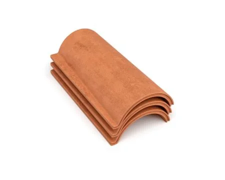3d rendering of a small group roof tile lying in front view isolated on white Stock Illustration