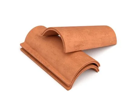 3d rendering of a small group roof tile lying in front view isolated on white Stock-Illustration