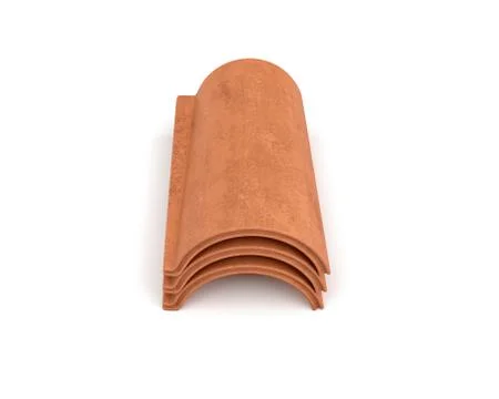 3d rendering of a small group roof tile lying in front view isolated on white Stock Illustration