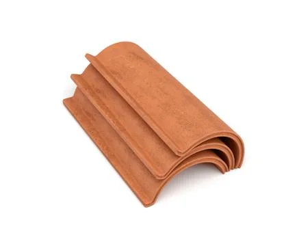 3d rendering of a small group roof tile lying in front view isolated on white Stock Illustration