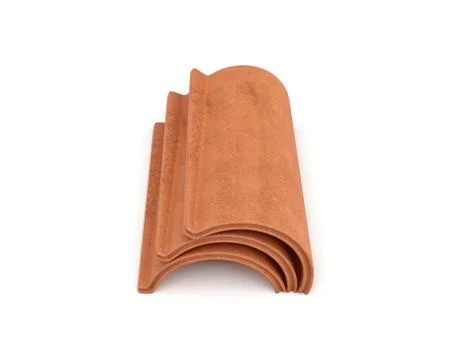 3d rendering of a small group roof tile lying in front view isolated on white Stock Illustration