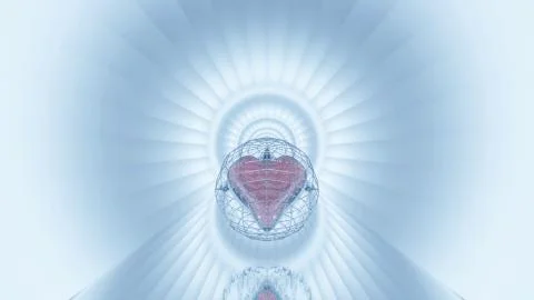 3D rendering of a small heart surrounded by a circle on the white background Stock Illustration