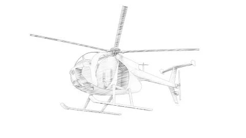 3d rendering of a small helicopter isolated in white background Illustrazione stock
