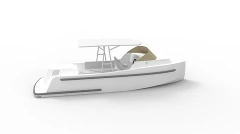 3D rendering of a small leisure motor boat yacht isolated in a white studio Illustrazione stock
