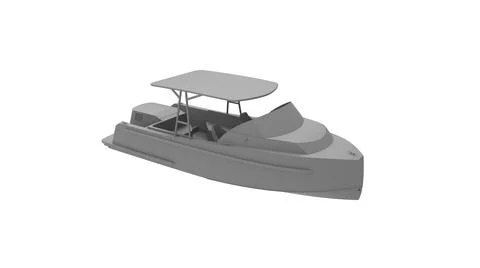 3D rendering of a small leisure motor boat yacht isolated in a white studio Illustrazione stock