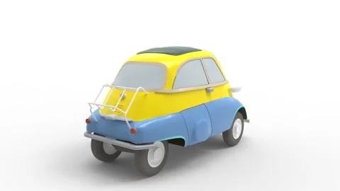 3d rendering of a small micro car isolated in studio background Illustrazione stock