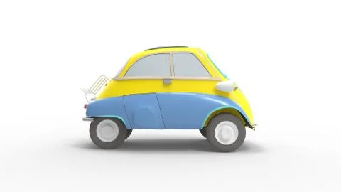 3d rendering of a small micro car isolated in studio background Illustrazione stock